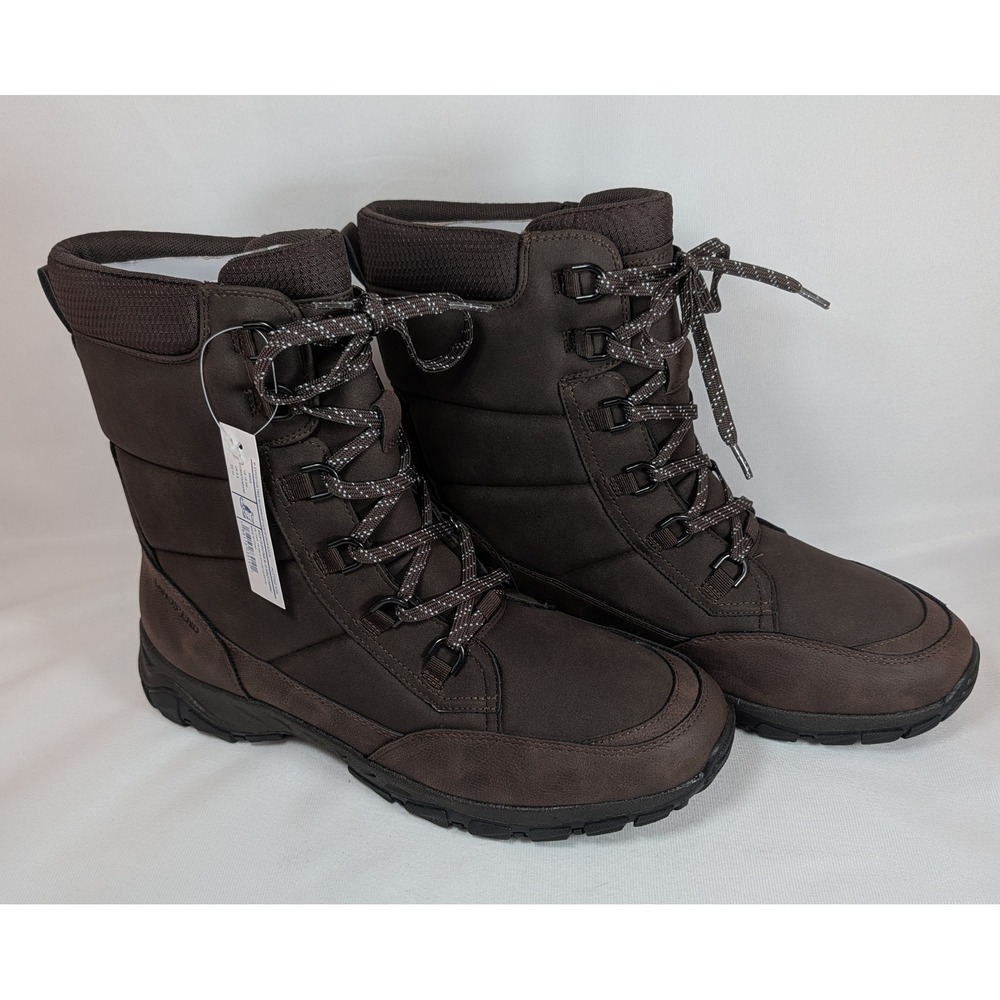 Lands End Mens Expedition Trail Waterproof Snow Boots Brown 10.5M